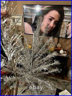 Vintage 50's Aluminum Christmas Tree Sparkler Pom Pom 6' 46 Branches Tinsel USA