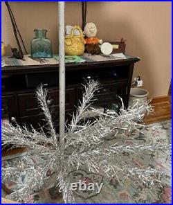 Vintage 50's Aluminum Christmas Tree Sparkler Pom Pom 6' 46 Branches Tinsel USA