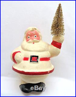 Vintage 50's Paper Mache Santa Claus with Christmas Tree Candy Container Figure