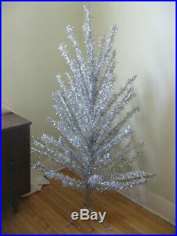 Vintage 50s 60s Midcentury Modern Silver Aluminum Christmas Tree 6