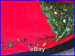 Vintage 54 Holiday Velour Christmas Tree Skirt With Sequins Gorgeous Classy EUC