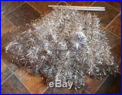 Vintage 6 1/2' Aluminum Pom Pom Christmas Tree & Revolving Base 101 Branches