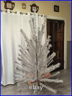 Vintage 6.5 Foot Aluminum Christmas Tree 61 Branches Complete in Box