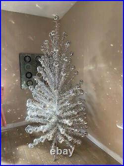 Vintage 6.5 Ft. Pom Aluminum Christmas Tree 121 Branches Withpaper Sleeves