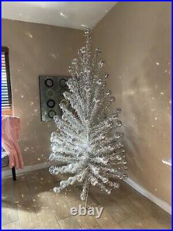 Vintage 6.5 Ft. Pom Aluminum Christmas Tree 121 Branches Withpaper Sleeves