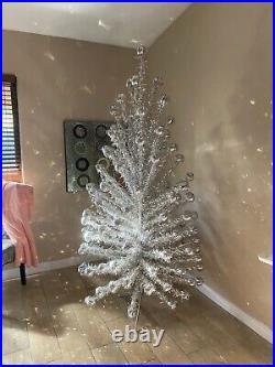 Vintage 6.5 Ft. Pom Aluminum Christmas Tree 121 Branches Withpaper Sleeves