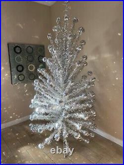 Vintage 6.5 Ft. Pom Aluminum Christmas Tree 121 Branches Withpaper Sleeves