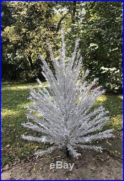 Vintage 6.5' Silver Aluminum Evergleam CHRISTMAS TREE 100 Branches + 23 Extras