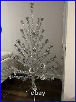 Vintage 6 FT Aluminum Pom Pom Christmas Tree With Stand & Box