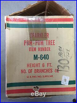 Vintage 6 Foot The Sparkler Pom-Pom Aluminum Christmas Tree Branches & Stand