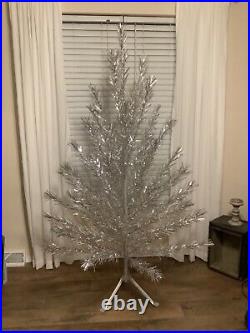 Vintage 6 Ft Star 49 Branch Sparkler Aluminum Christmas Tree with Color Wheele