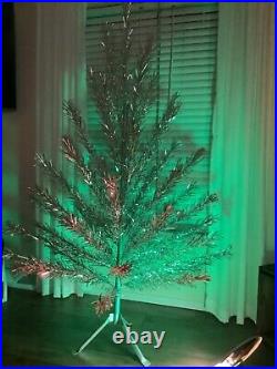 Vintage 6 Ft Star 49 Branch Sparkler Aluminum Christmas Tree with Color Wheele