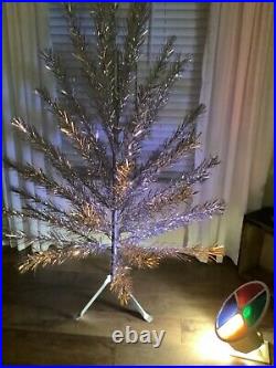 Vintage 6 Ft Star 49 Branch Sparkler Aluminum Christmas Tree with Color Wheele