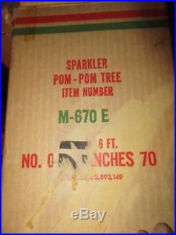 Vintage 6' Sparkler Pom-Pom Aluminum Christmas Tree Holiday Decorations