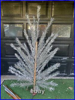 Vintage 6' Stainless Aluminum Christmas Tree Mid Century 56 Branches