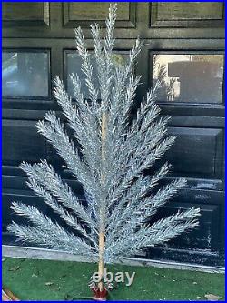 Vintage 6' Stainless Aluminum Christmas Tree Mid Century 56 Branches