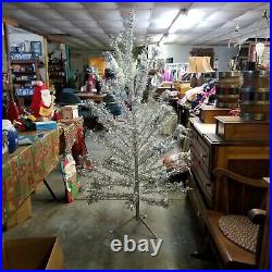 Vintage 6 ft, 55 branch pom pom aluminum Christmas tree