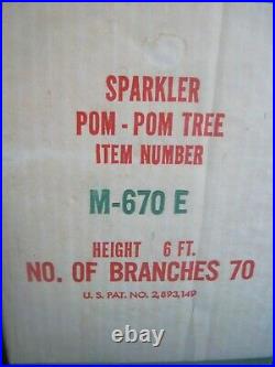 Vintage 6 ft Sparkler Pom-Pom aluminum Christmas tree COMPLETE! In box M-670E