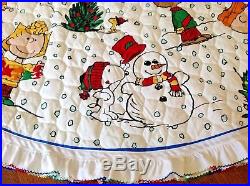 Vintage 60 Diameter Charlie Brown Peanuts Christmas Tree Skirt Quilted Handmade