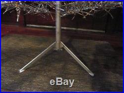 Vintage 6ft Aluminum Silver Christmas Tree 61 Very Shiny Pom-pom Branches Nice
