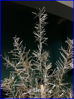 Vintage 7 ft mid century modern Aluminum Silver CHRISTMAS TREE 63 branches 50s
