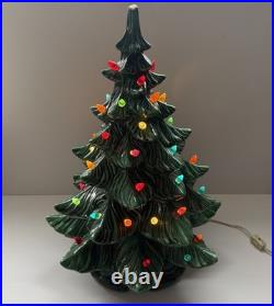 Vintage 70's Altantic Mold Ceramic Christmas Tree With Base 18 Decoration Large