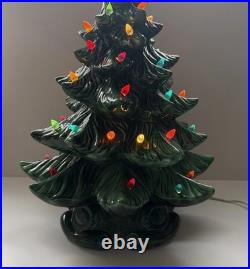 Vintage 70's Altantic Mold Ceramic Christmas Tree With Base 18 Decoration Large