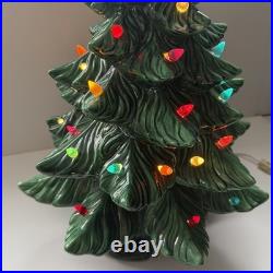 Vintage 70's Altantic Mold Ceramic Christmas Tree With Base 18 Decoration Large