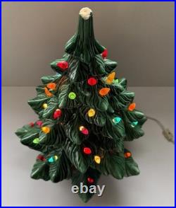 Vintage 70's Altantic Mold Ceramic Christmas Tree With Base 18 Decoration Large