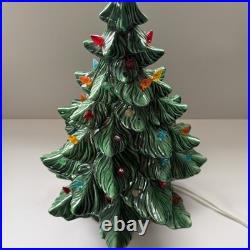 Vintage 70's Altantic Mold Ceramic Christmas Tree With Base 18 Decoration Large