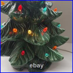 Vintage 70's Altantic Mold Ceramic Christmas Tree With Base 18 Decoration Large