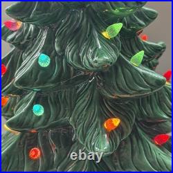 Vintage 70's Altantic Mold Ceramic Christmas Tree With Base 18 Decoration Large