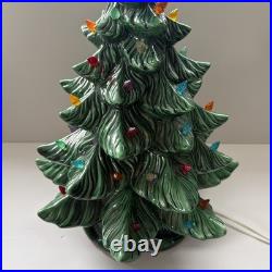 Vintage 70's Altantic Mold Ceramic Christmas Tree With Base 18 Decoration Large