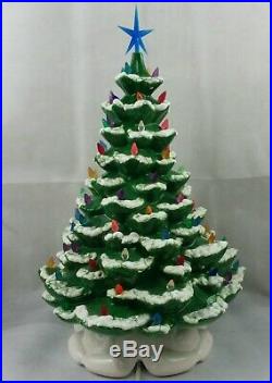 Vintage 70's Atlantic Mold 20 Ceramic Green Flocked Frost Christmas Tree Light