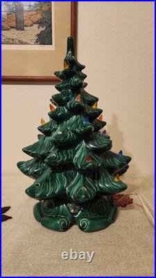 Vintage 70's Atlantic Mold Green MUSICAL LIGHTED CHRISTMAS TREE 16 WORKS