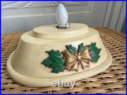 Vintage 70's Green Ceramic Light Up Christmas Tree Holly Base 16