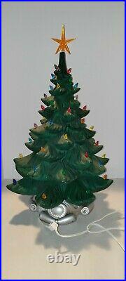 Vintage 70's Large 22Atlantic Mold Ceramic Christmas Tree Lights Silver Base