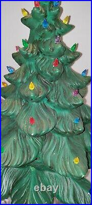 Vintage 70's Large 22Atlantic Mold Ceramic Christmas Tree Lights Silver Base