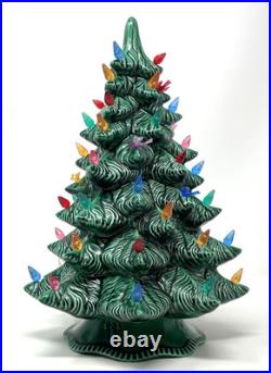 Vintage 70's Scioto Ceramic Light Up 12 Christmas Tree Plug-In with Base Works
