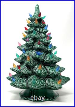 Vintage 70's Scioto Ceramic Light Up 12 Christmas Tree Plug-In with Base Works