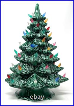 Vintage 70's Scioto Ceramic Light Up 12 Christmas Tree Plug-In with Base Works