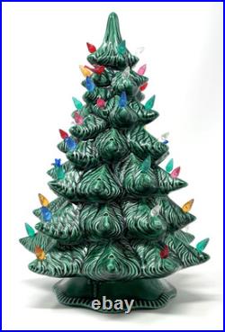 Vintage 70's Scioto Ceramic Light Up 12 Christmas Tree Plug-In with Base Works