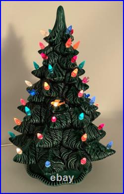 Vintage 70's Scioto Ceramic Light Up 12 Christmas Tree Plug-In with Base Works
