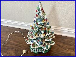 Vintage 70s Ceramic Christmas Tree Light Up 14 With Stand (2 Piece) Works READ
