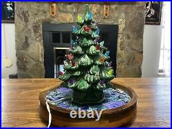 Vintage 70s Holland Mold Ceramic Lighted Christmas Tree, Vibrant Retro Tree