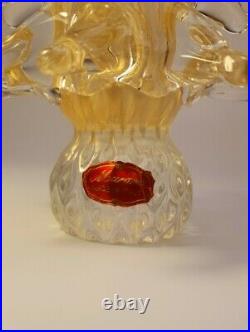 Vintage 70s Murano Glass 24k Gold Flake Christmas Tree Figurine Original Sticker