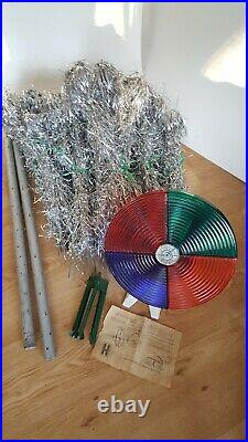 Vintage 7ft Aluminum Christmas Tree WithColor wheel 1960s Mid Century Atomic era