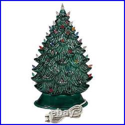 Vintage 80's Tall Narrow Oblong Glazed Ceramic Lighted Christmas Tree RARE