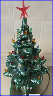 Vintage 80s Light Up Ceramic Christmas Tree with'spare bulbs