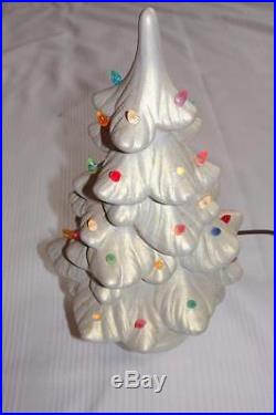 Vintage 9 White Ceramic Light Up Christmas Tree WORKS! Missing 4 pegs